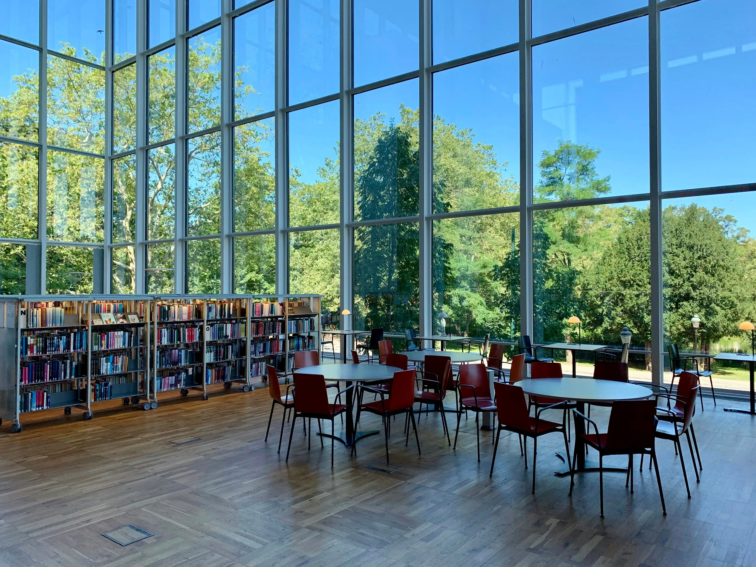 Reading Nook Lounge — Library hall by the glass wall: where the nooks will go